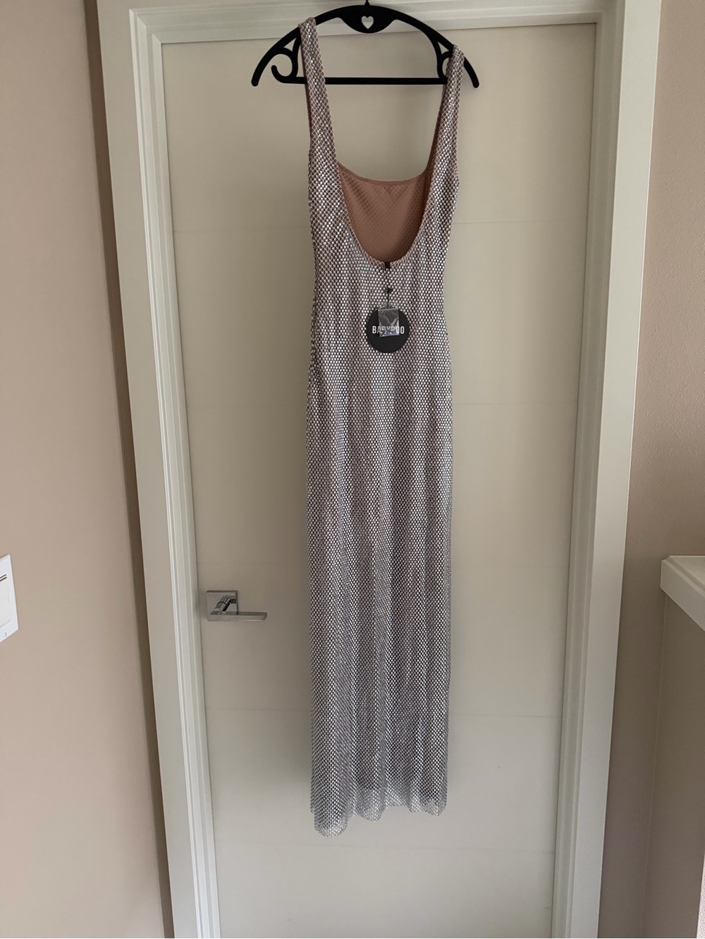 Rhinestone Mesh Maxi Dress in Silver - Women - Picture 5 of 7